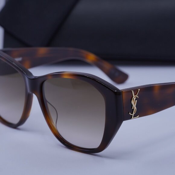 Saint Laurent SL M8 003 Geometric Sunglasses – Havana/Brown - Picture 3 of 10